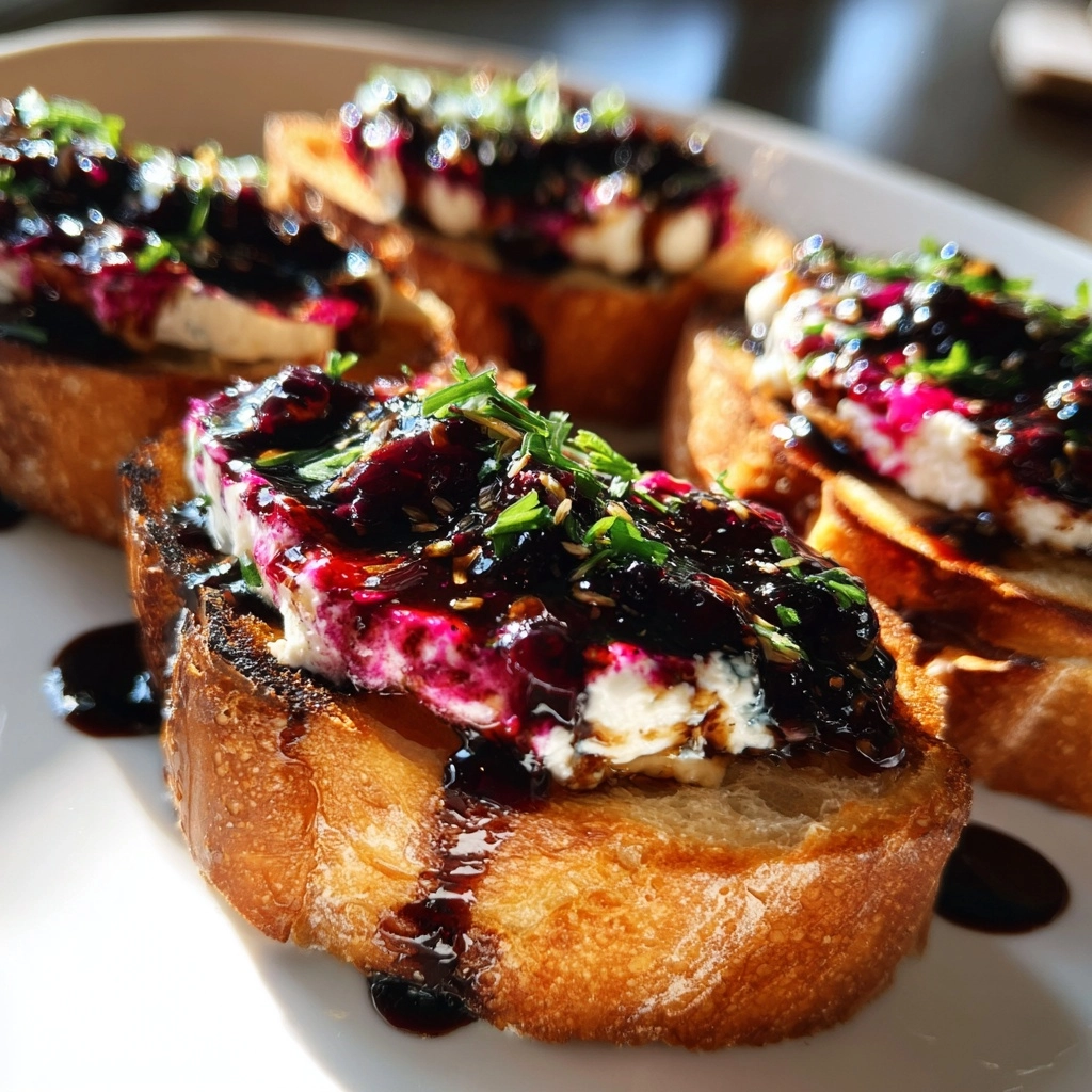 Balsamic Blueberry Goat Cheese Crostini
