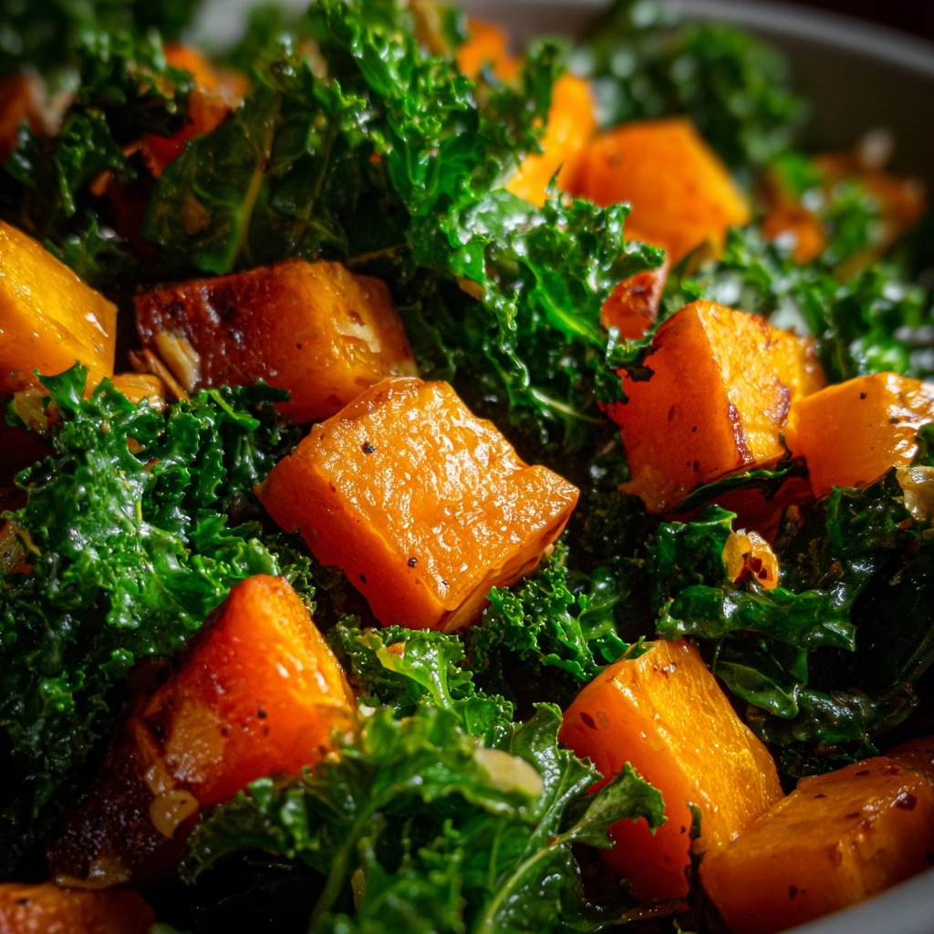 Butternut Squash Kale Salad with Warm Cider Vinaigrette