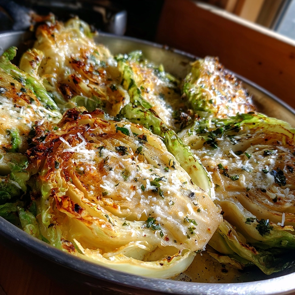 Cabbage Steaks with Garlic Butter Parmesan