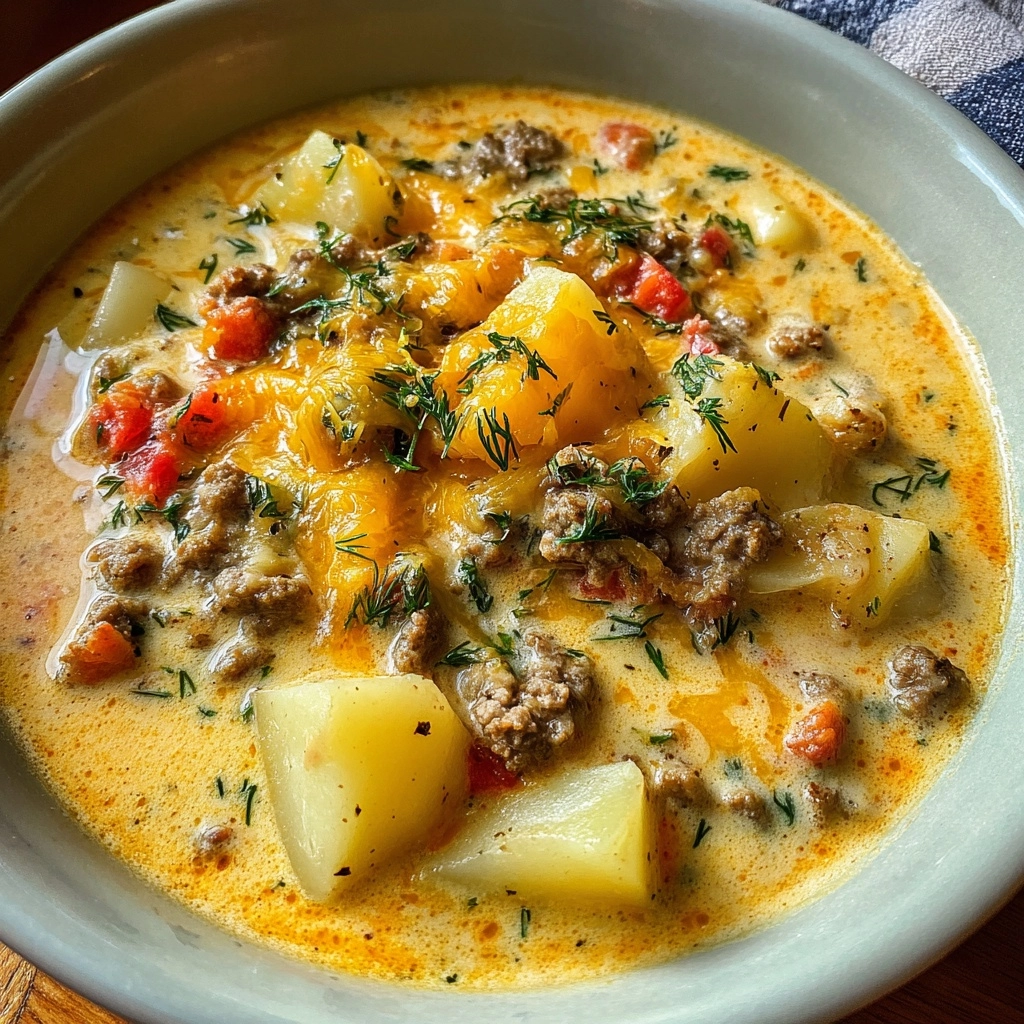 Cheesy Hamburger Potato Soup
