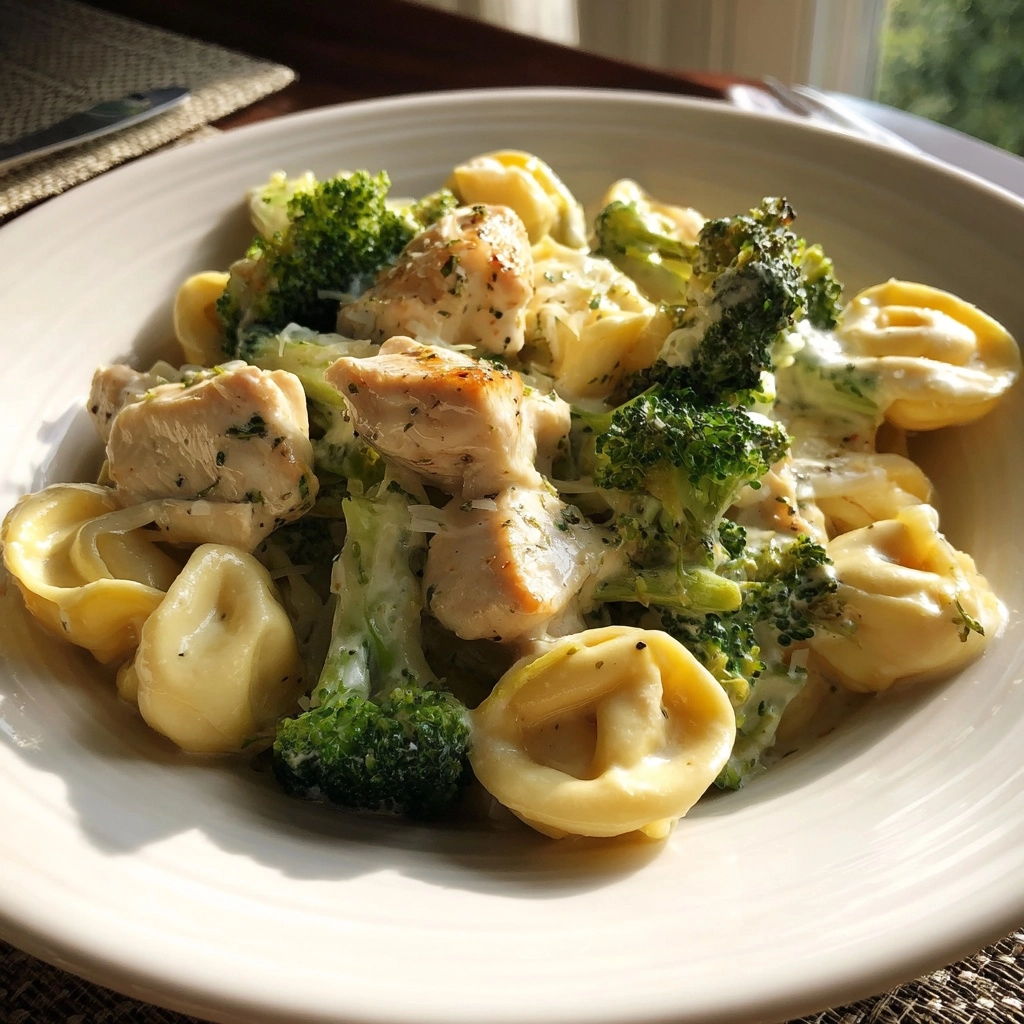 Creamy Garlic Parmesan Tortellini with Chicken Broccoli
