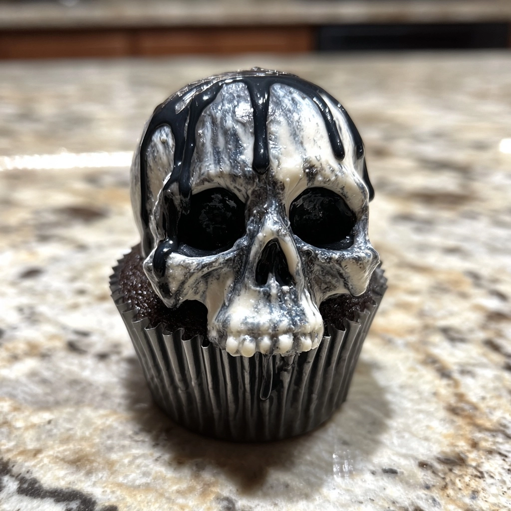 Creepy Halloween Skull Cupcakes