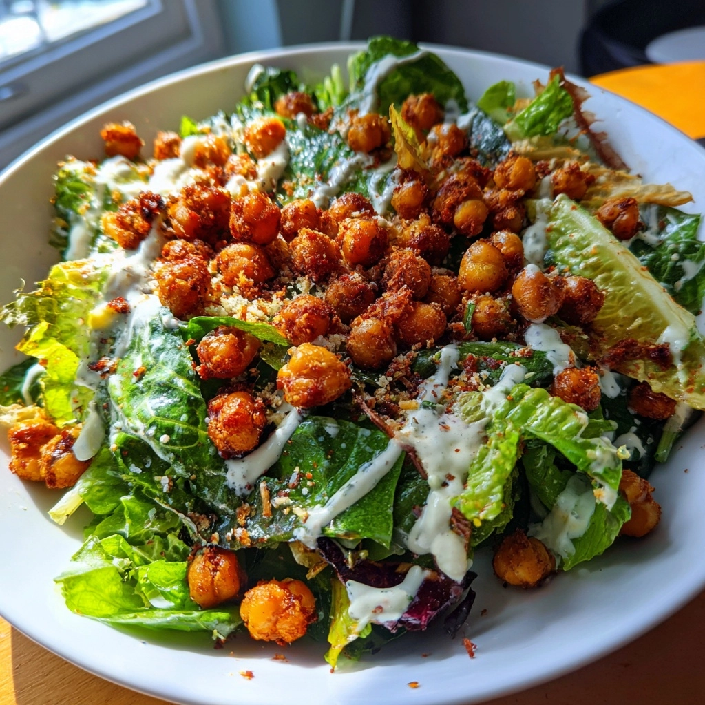 Crispy Chickpea Autumn Caesar Salad