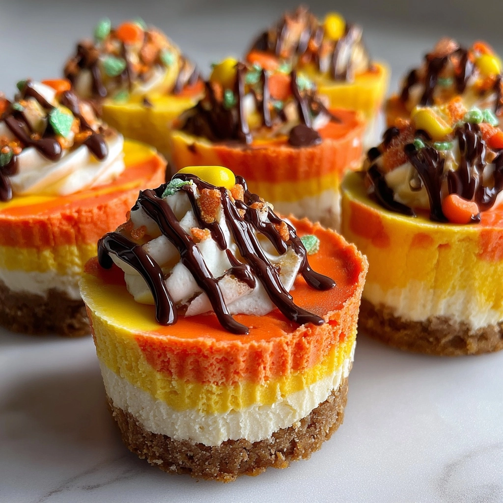 Halloween Candy Corn Mini Cheesecakes