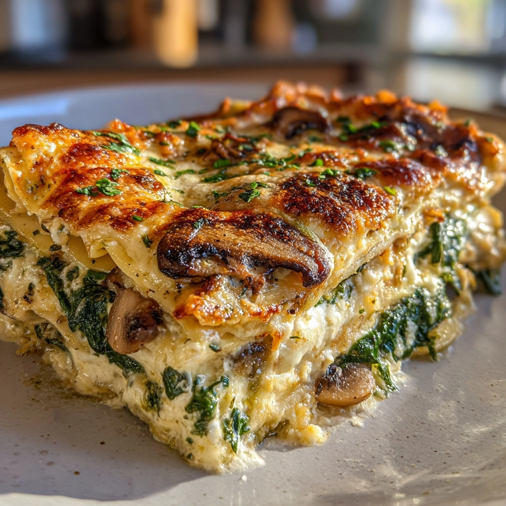 Indulge in Creamy Spinach Mushroom Lasagna Delight
