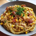 Irresistible Creamy Chicken and Corn Pasta with Bacon