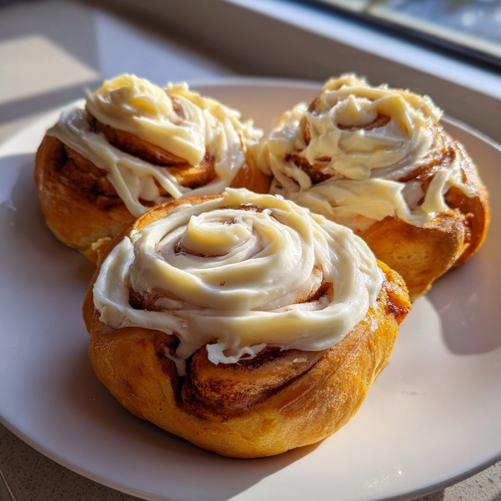 Pumpkin Shaped Cinnamon Rolls with Cream Cheese Frosting