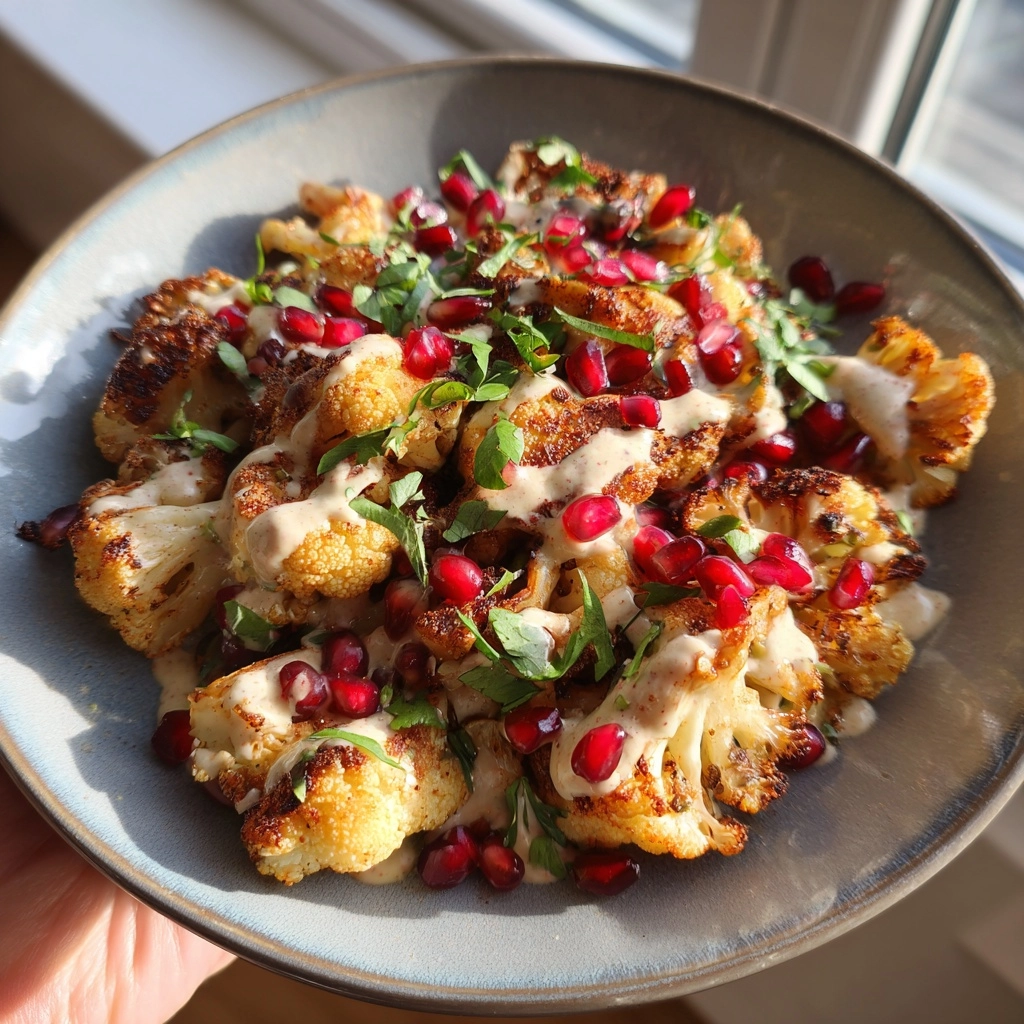 Roasted Cauliflower with Tahini & Pomegranate