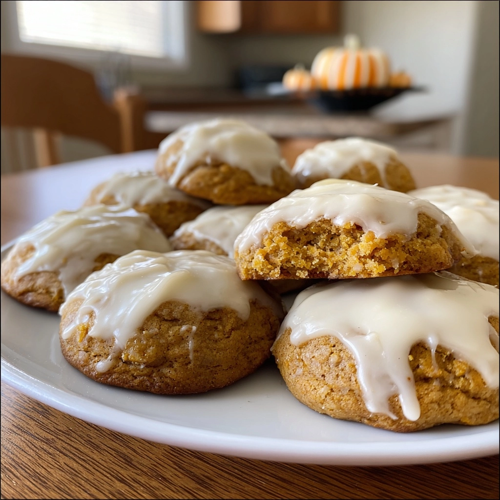 Soft Pumpkin Cookies with Cream Cheese Icing