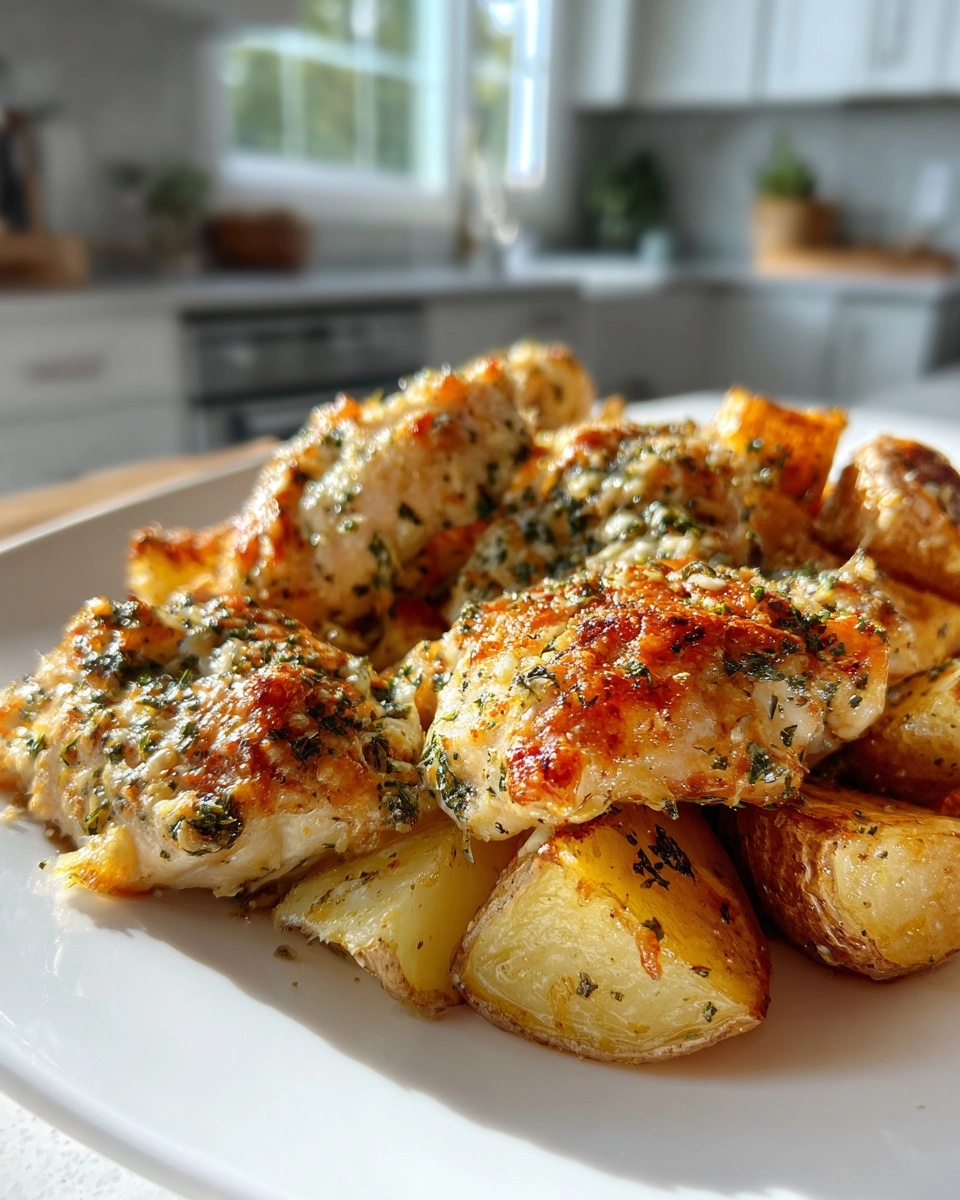 Baked Garlic Parmesan Chicken and Potatoes in the Crockpot