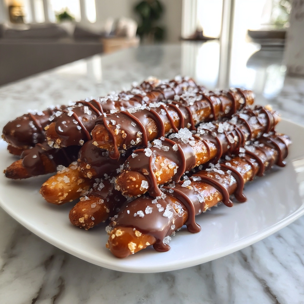 Caramel Chocolate Pretzel Rods