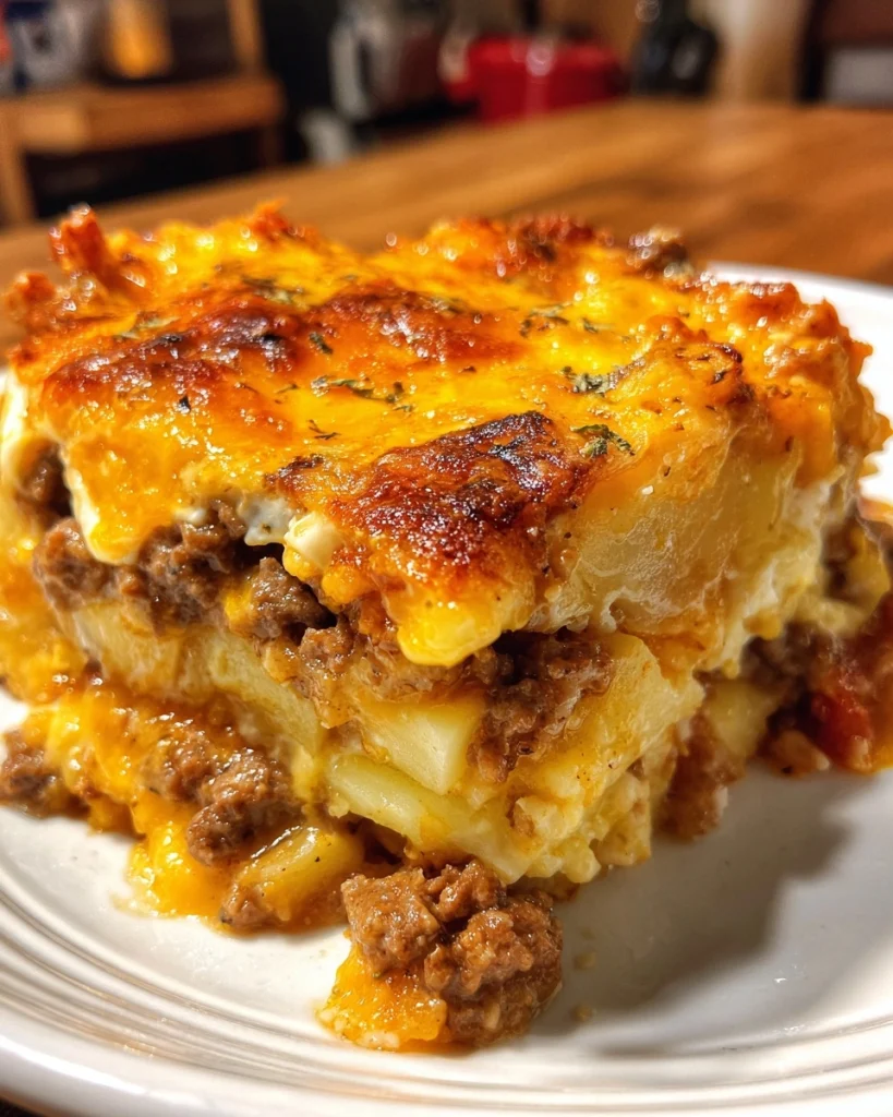 Cheesy Hamburger Potato Casserole in the Slow Cooker