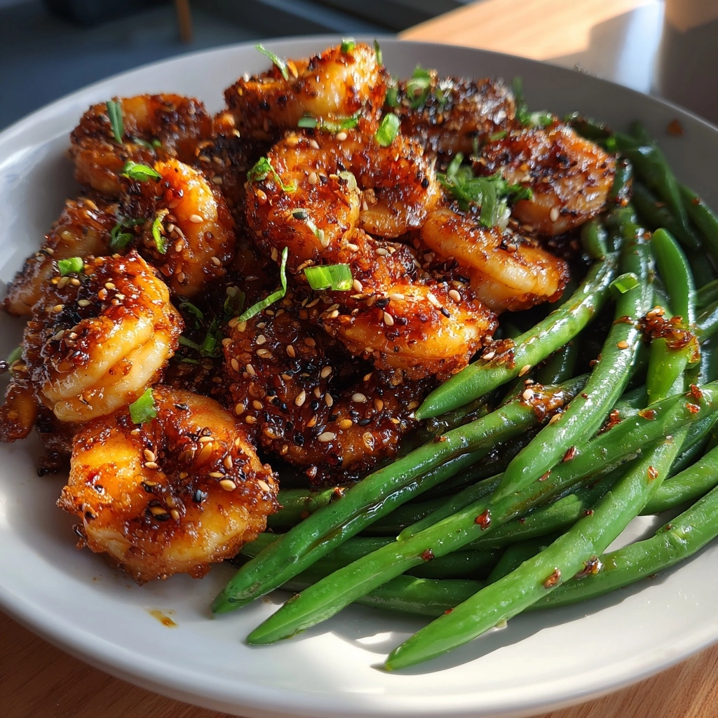 Crispy Sesame Shrimp with Green Beans