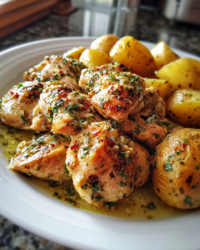 Easy Garlic Parmesan Crockpot Chicken & Potatoes Recipe