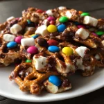 Marshmallow Pretzel Treats with M&Ms