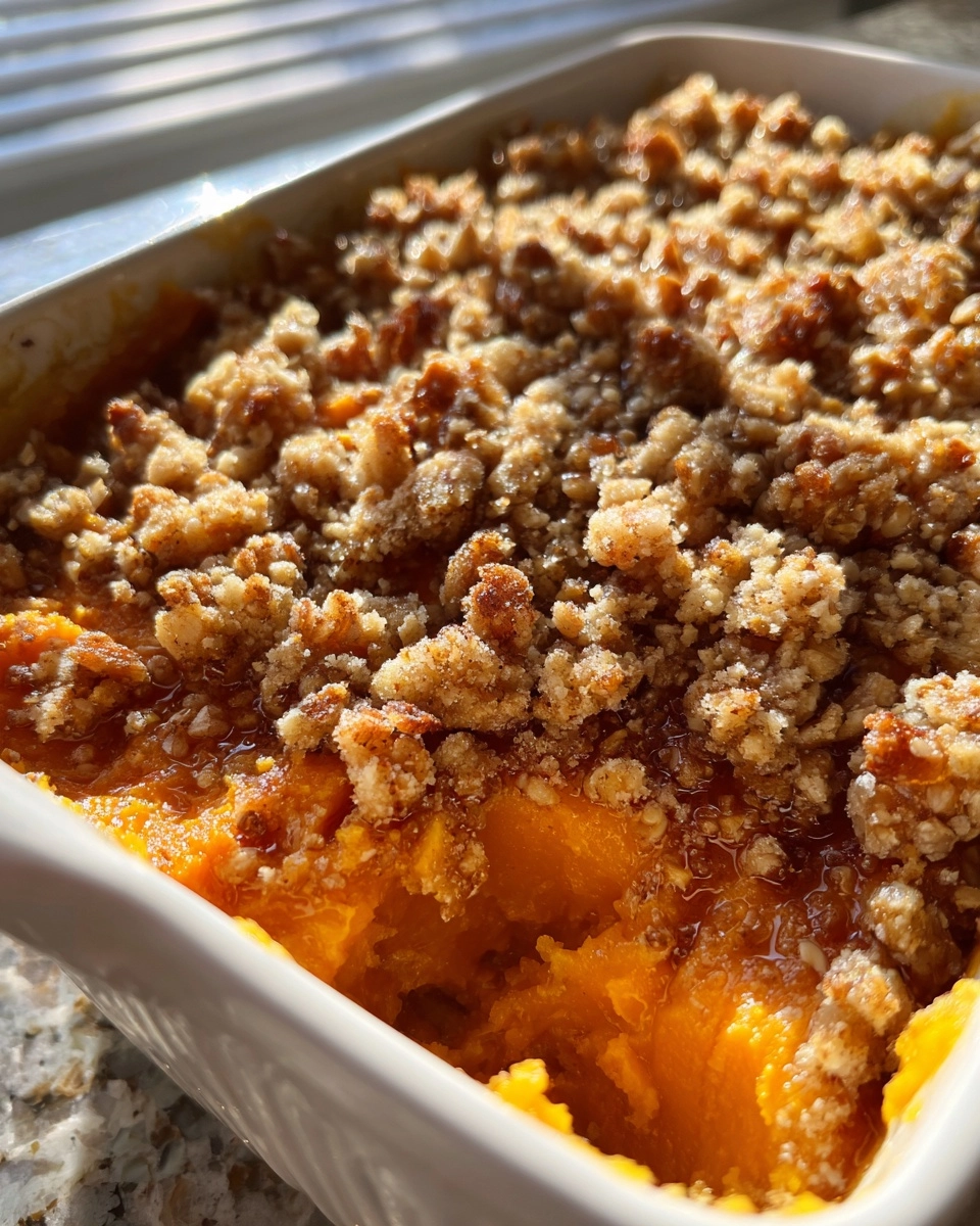 Ruths Chris Steak House Copycat Sweet Potato Casserole with Spiced Praline Crumble Topping