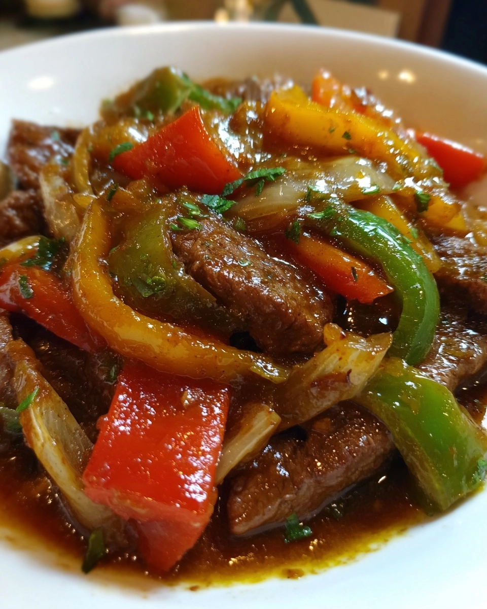 Smothered Pepper Steak Crockpot Recipe with Onions