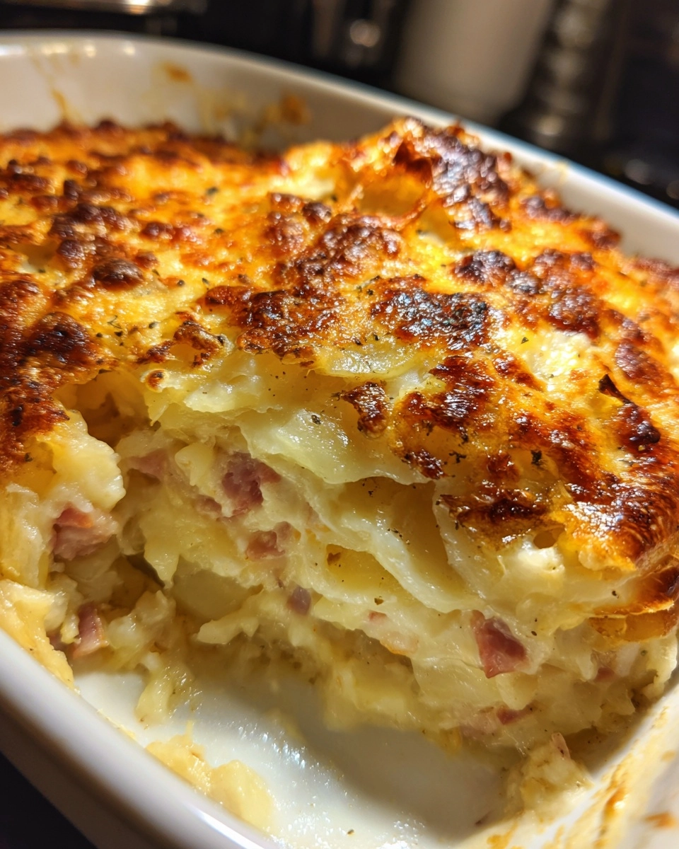Amazing 4-Ingredient Cheesy Ham Potato Casserole Delight
