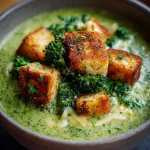 Cozy Night In: Roasted Broccoli Soup with Cheddar Croutons