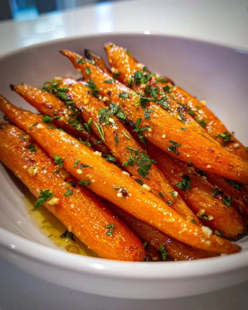 Crispy Roasted Garlic Parmesan Carrots