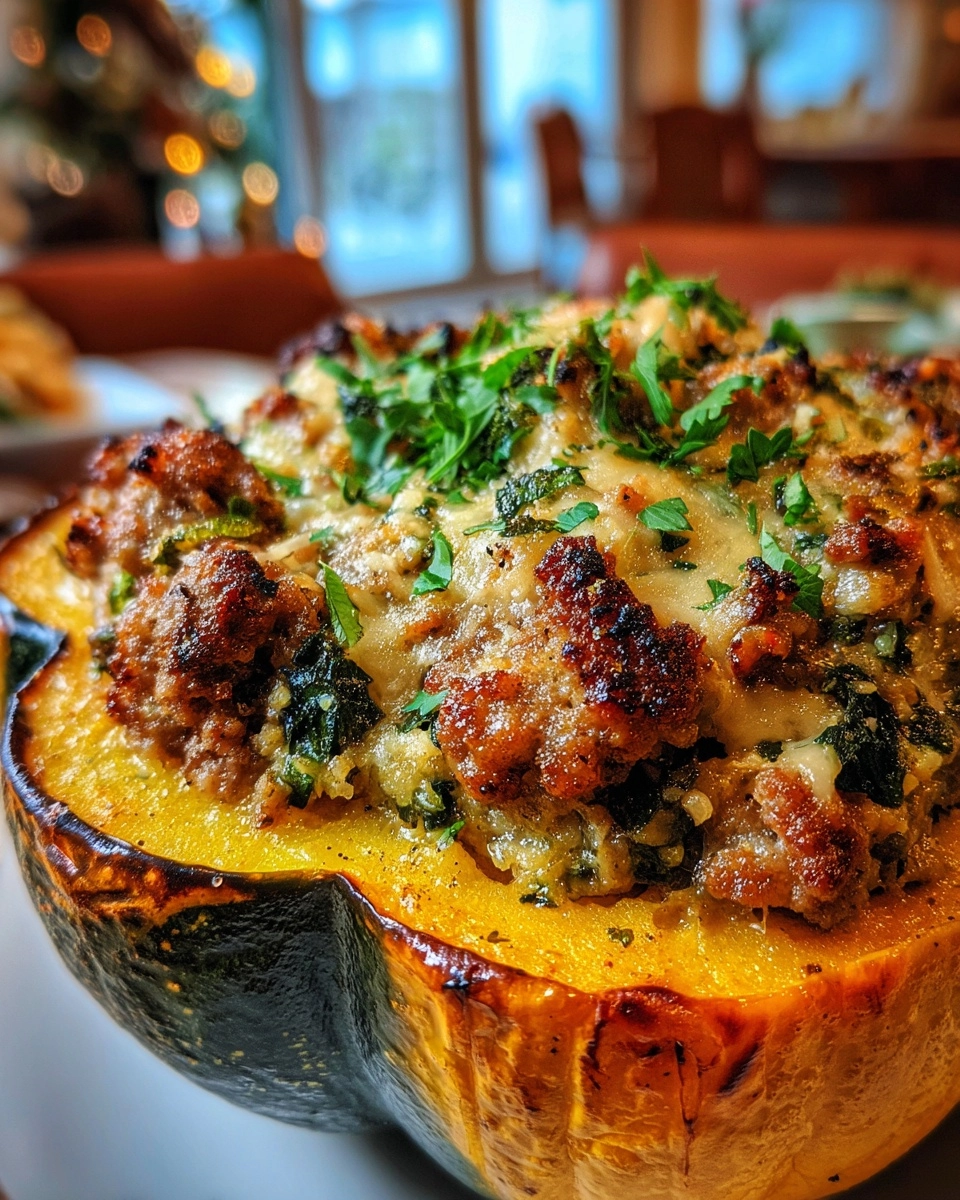 Savory Sage & Sausage Stuffed Acorn Squash Recipe
